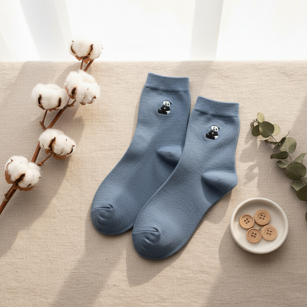 Embroidered Panda Socks