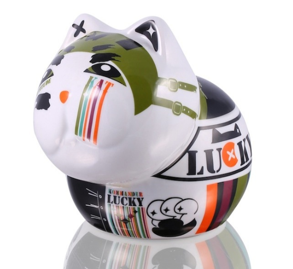 Big Money piggy bank, porcelain, Commando Cat model