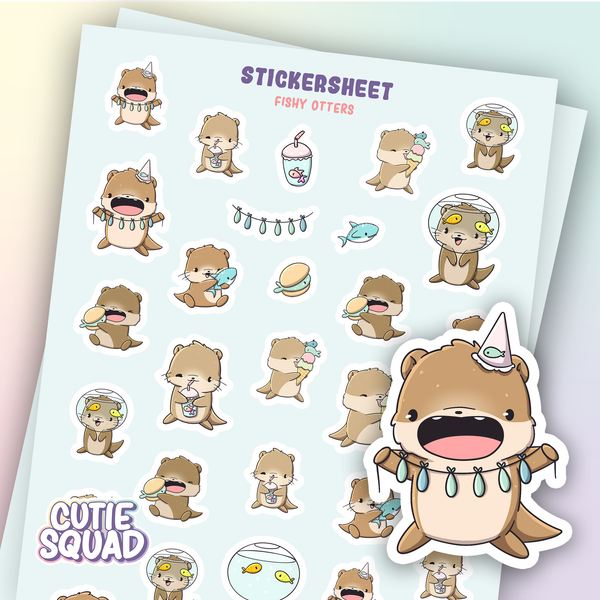 Fish-eating Otter Sticker Sheets
