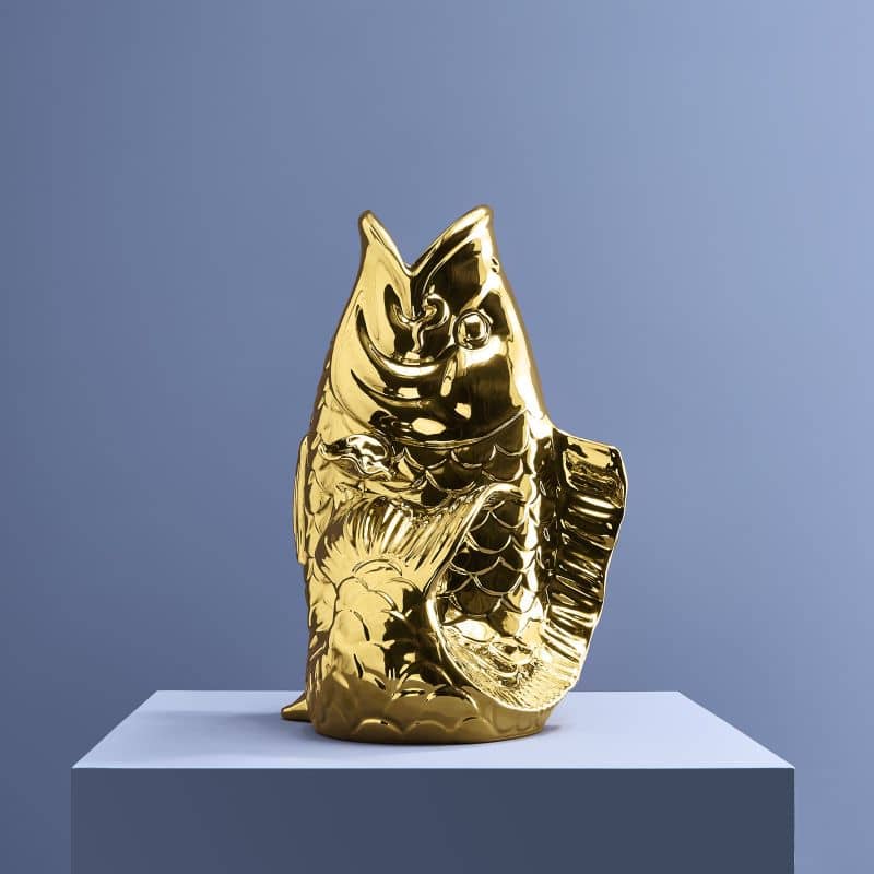 Gouden Blubb Vis Sculptuur/Vaas