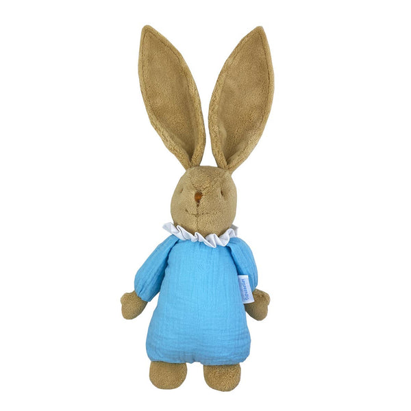 Lapin Nid d'Ange Doudou Musical -Coton Bio Bleu Ciel