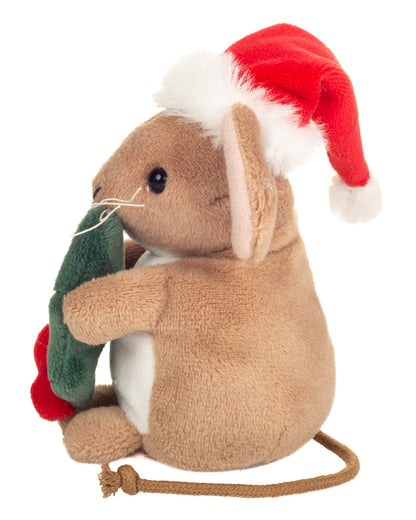 Peluche Souris de Noël avec Feuille de Houx – 11 cm