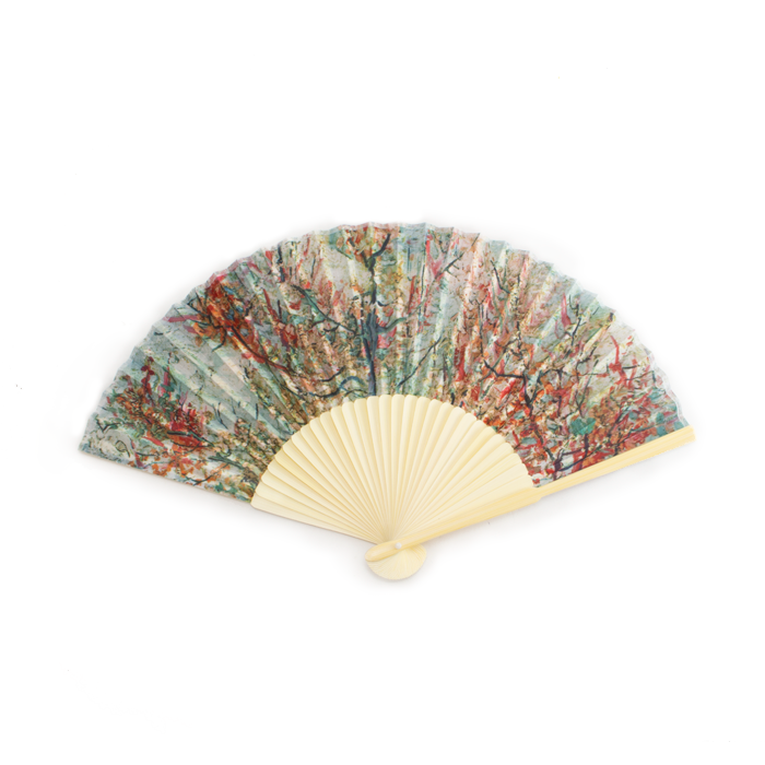 Pink peach blossom bamboo fan, Van Gogh