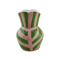 Vase - Rayures - Grès - Vert/Rose - 16x16x22cm