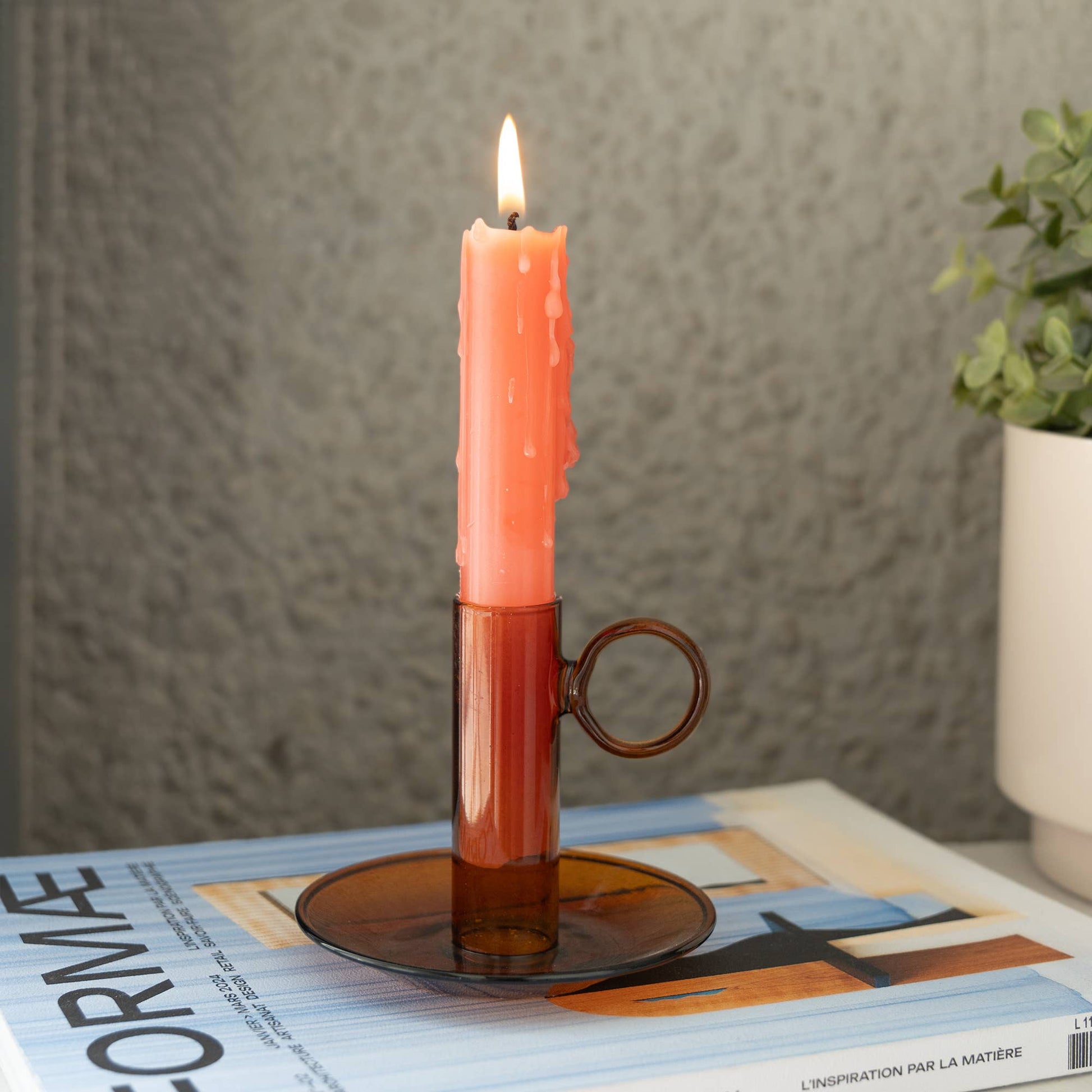 Porte Bougie en Cristal Ambre Helio Ferretti Vue 1