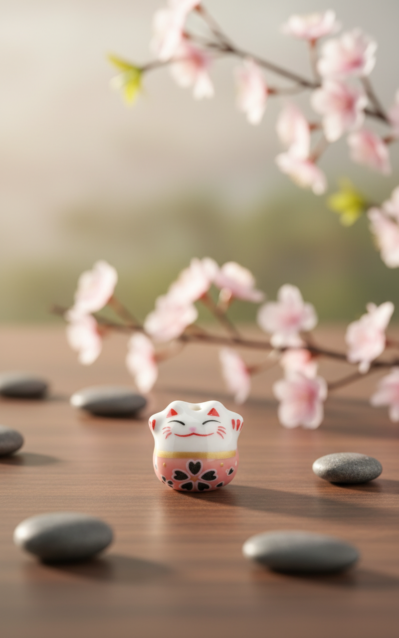 White and Pink Lucky Cat Pearl