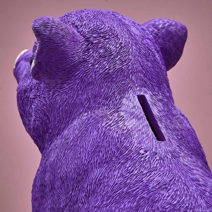 Spaarpot, paarse polyhars, 24 x 12 x 22,5 cm