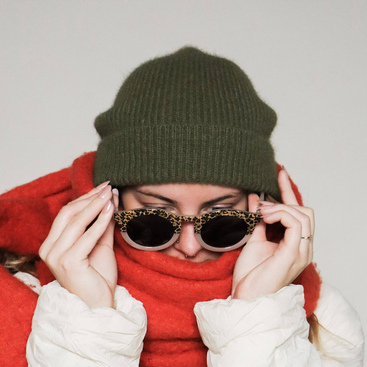 Adult Sunglasses - Transparent Beige Leopard