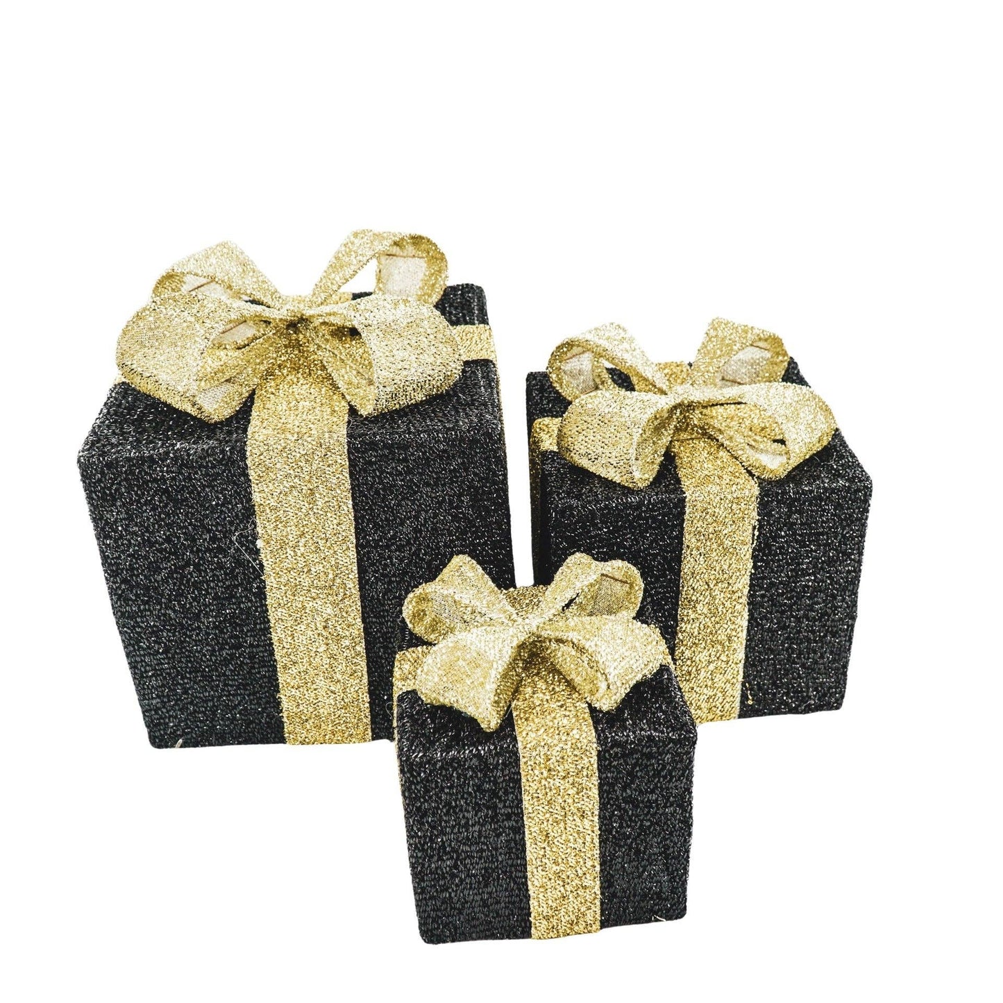 LED Christmas Gift - S3 - Polystyrene - Black/Gold - 15/20/25 cm