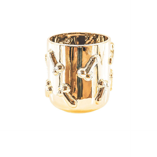 Pot - Dick - Keramiek - Goud - 17,5x17,5x17,5 cm