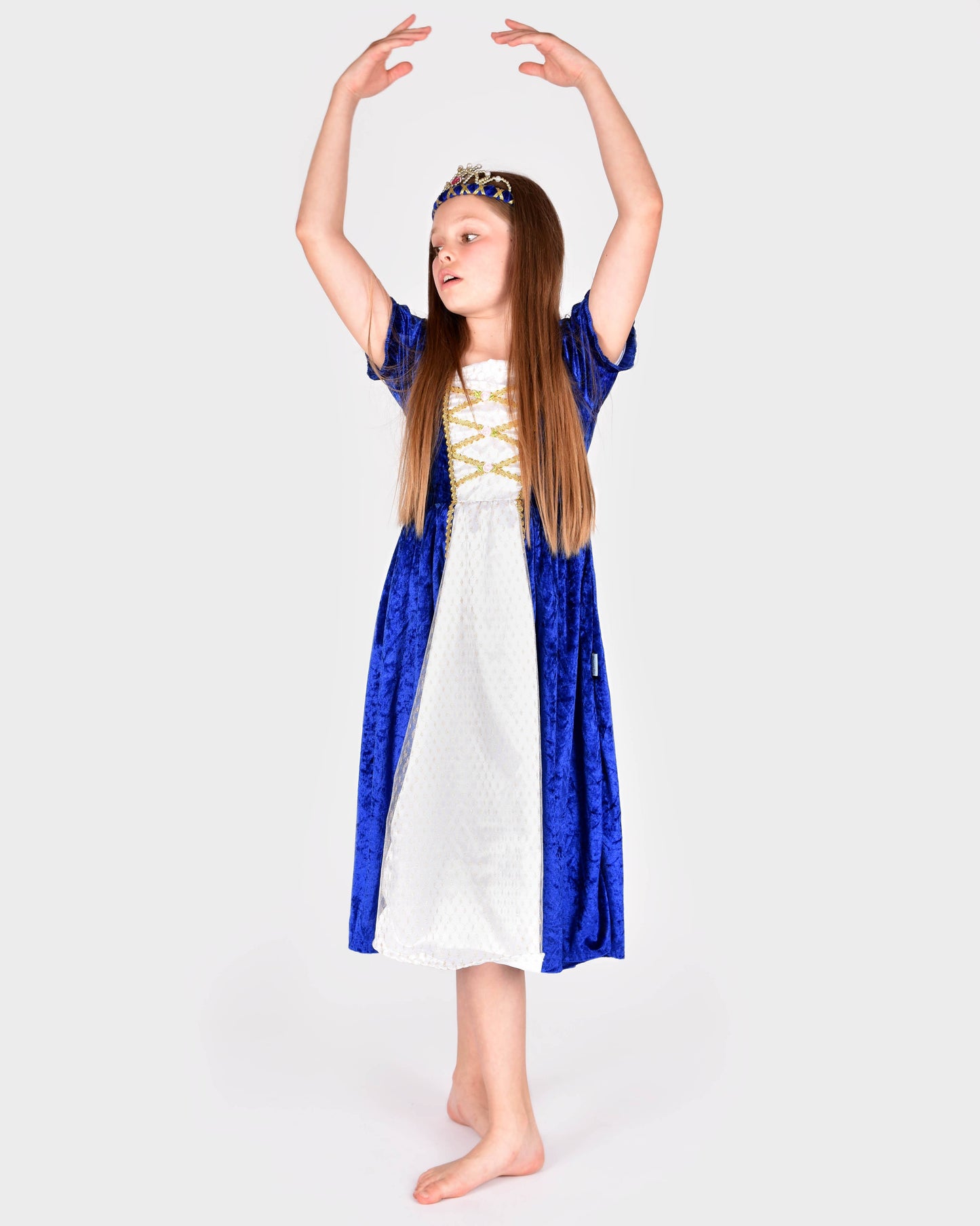 Robe de princesse en velours bleu pour 2-4 ans (taille 98-104)