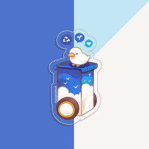 Autocollant Canard Blanc Mr Duck et Bac de Recyclage