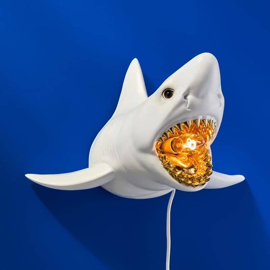 Hai Sharky wandlamp, wit/goud