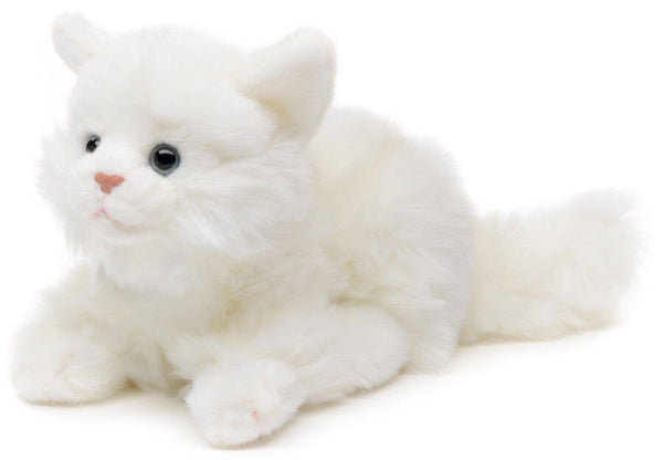 Chat couché (blanc) - 20 cm (longueur) - peluche Uni Toys