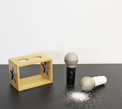 Mikrokeramik-Salz- und Pfefferstreuer mit Holzständer