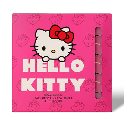 Roze Hello Kitty theelichtjes, verpakking van 50 stuks, geur Dream City