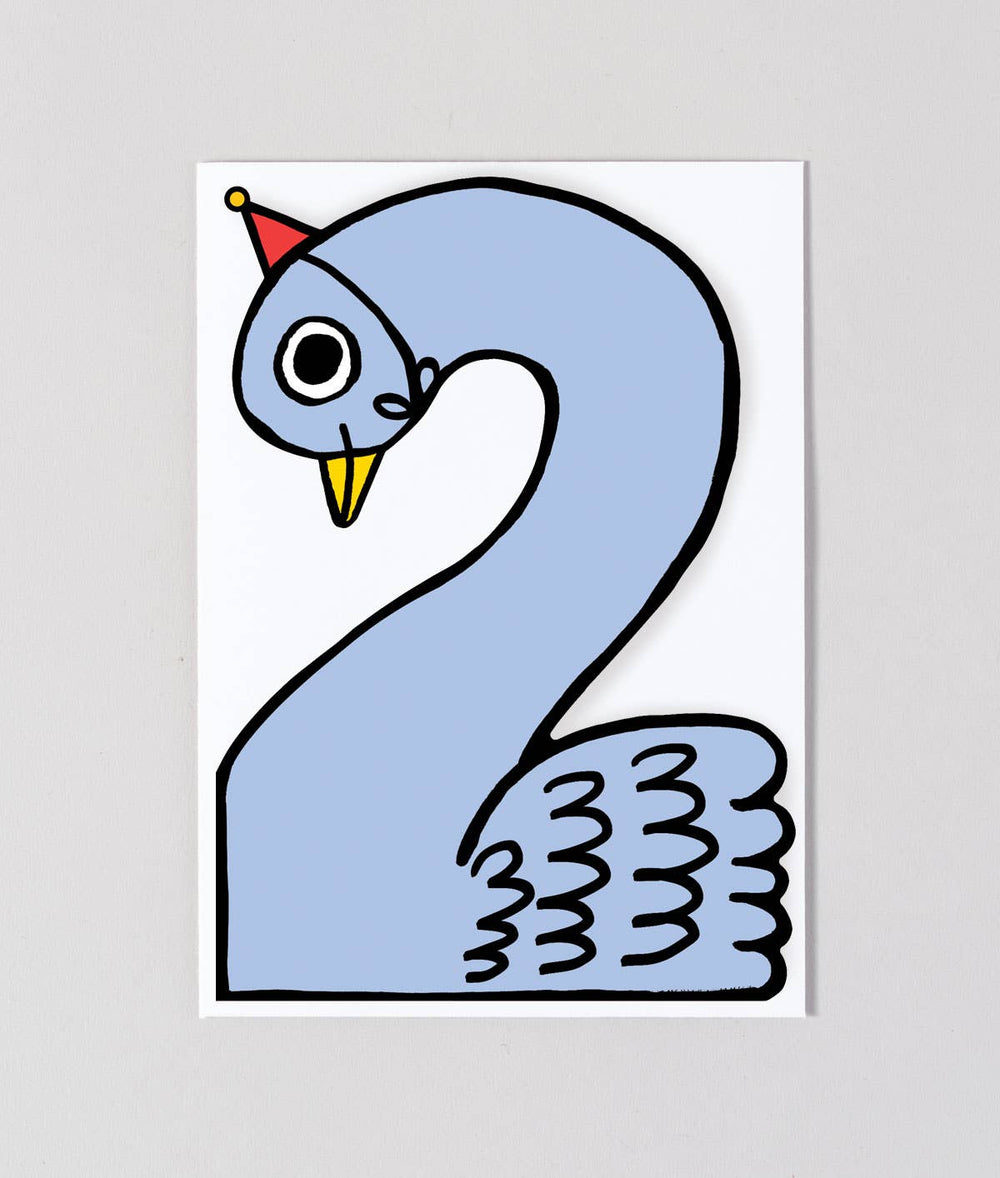 Carte d'Anniversaire Cygne 2ans