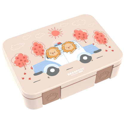 Lunch box with compartments, lightweight & leak-proof - Police brown