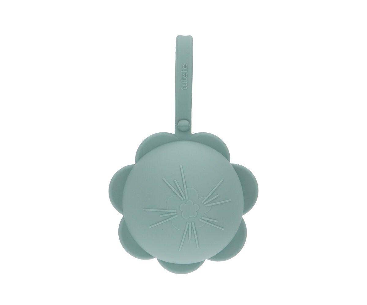 Silicone dummy clip - Light sage flower