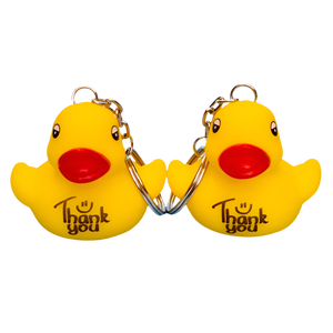 Sleutelhanger met gele eend en bedankje
