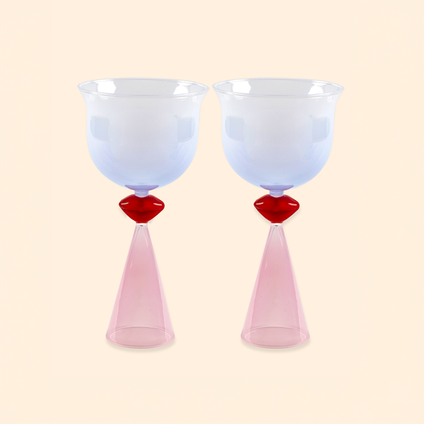 Lip-tinted wine glasses - Set of 2