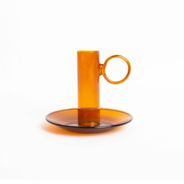 Porte Bougie en Cristal Ambre Helio Ferretti Vue 2