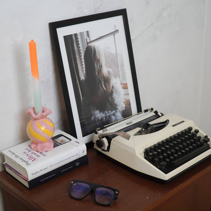 Candlestick - Toffee Candy - Ceramic - Pink/Yellow - 8.5x8.5x13 cm