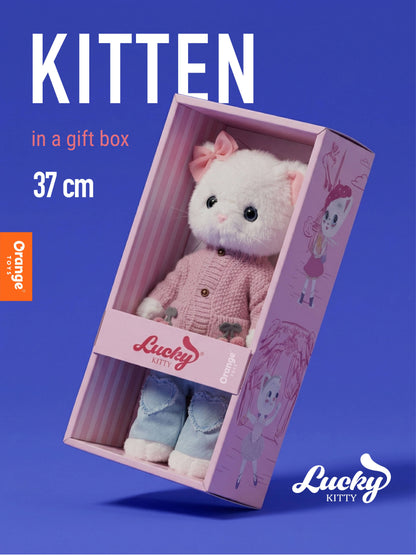 Peluche, Lucky Kitty, Lucky Sophie : Cerises en tricot 38 cm 3+
