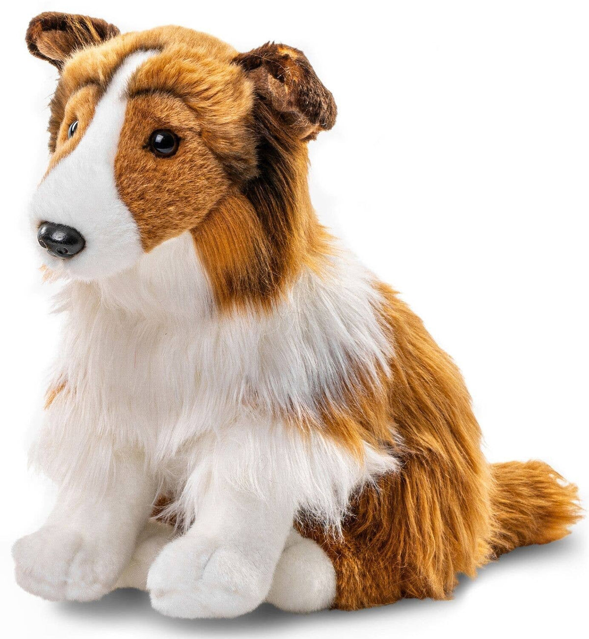 Long-haired collie plush without a leash it