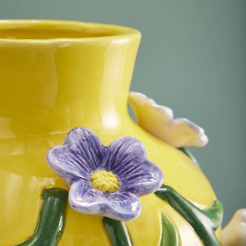 Vaas van Mr. Flowers, dolomietgeel, 23 x 23 x 26 cm