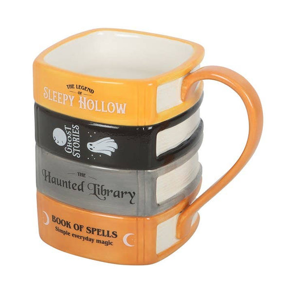 Haunted Library Book Stack Halloween Mug