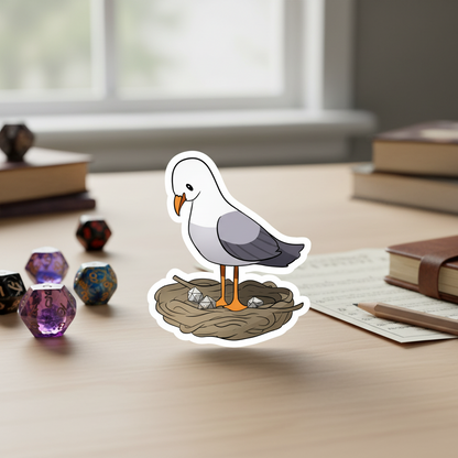 Meeuwensticker met in blokjes gesneden veelhoekige eieren