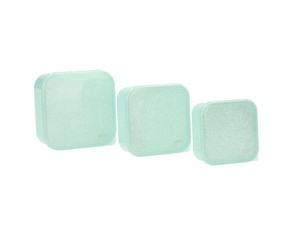 3 Aqua Glitter Turquoise Lunchboxen