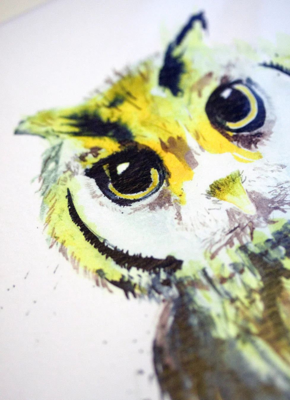 Wenskaart met aquarel uil