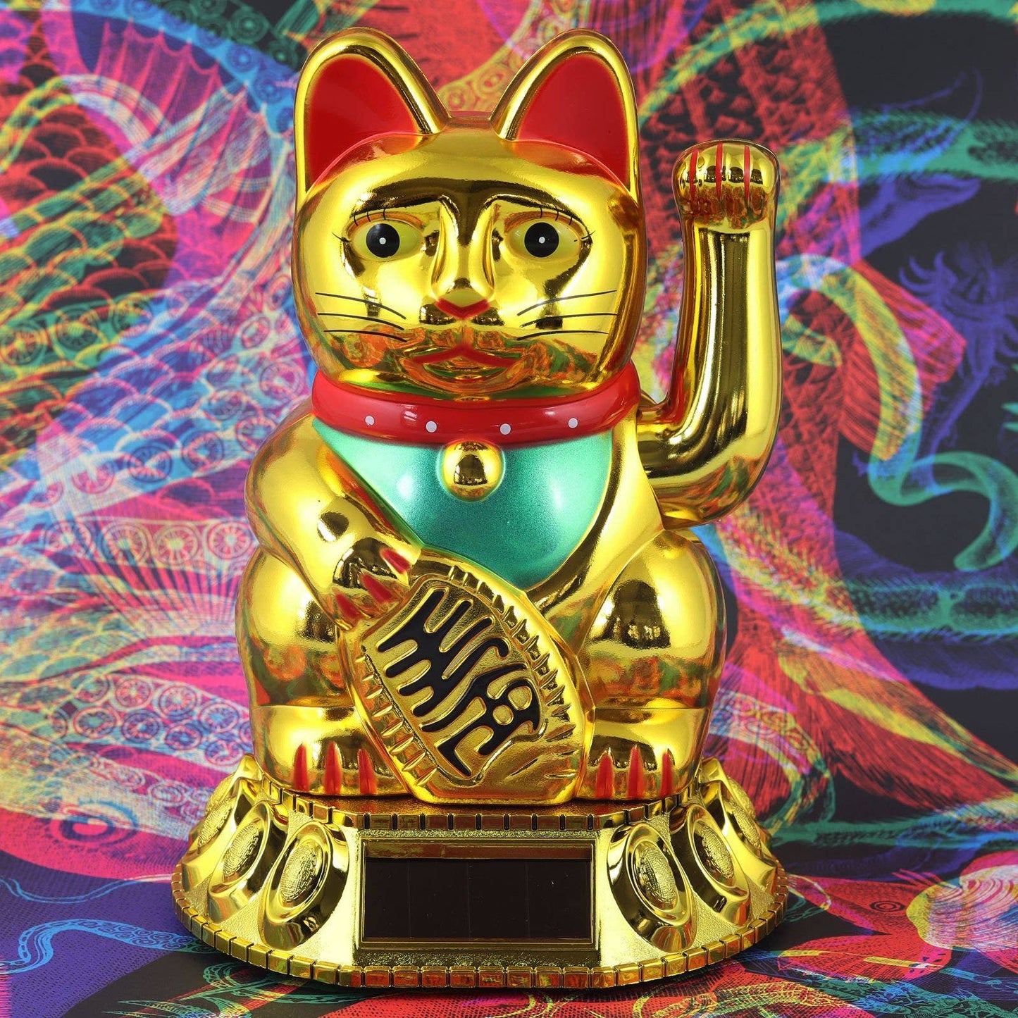 Golden solar lucky cat 18cm