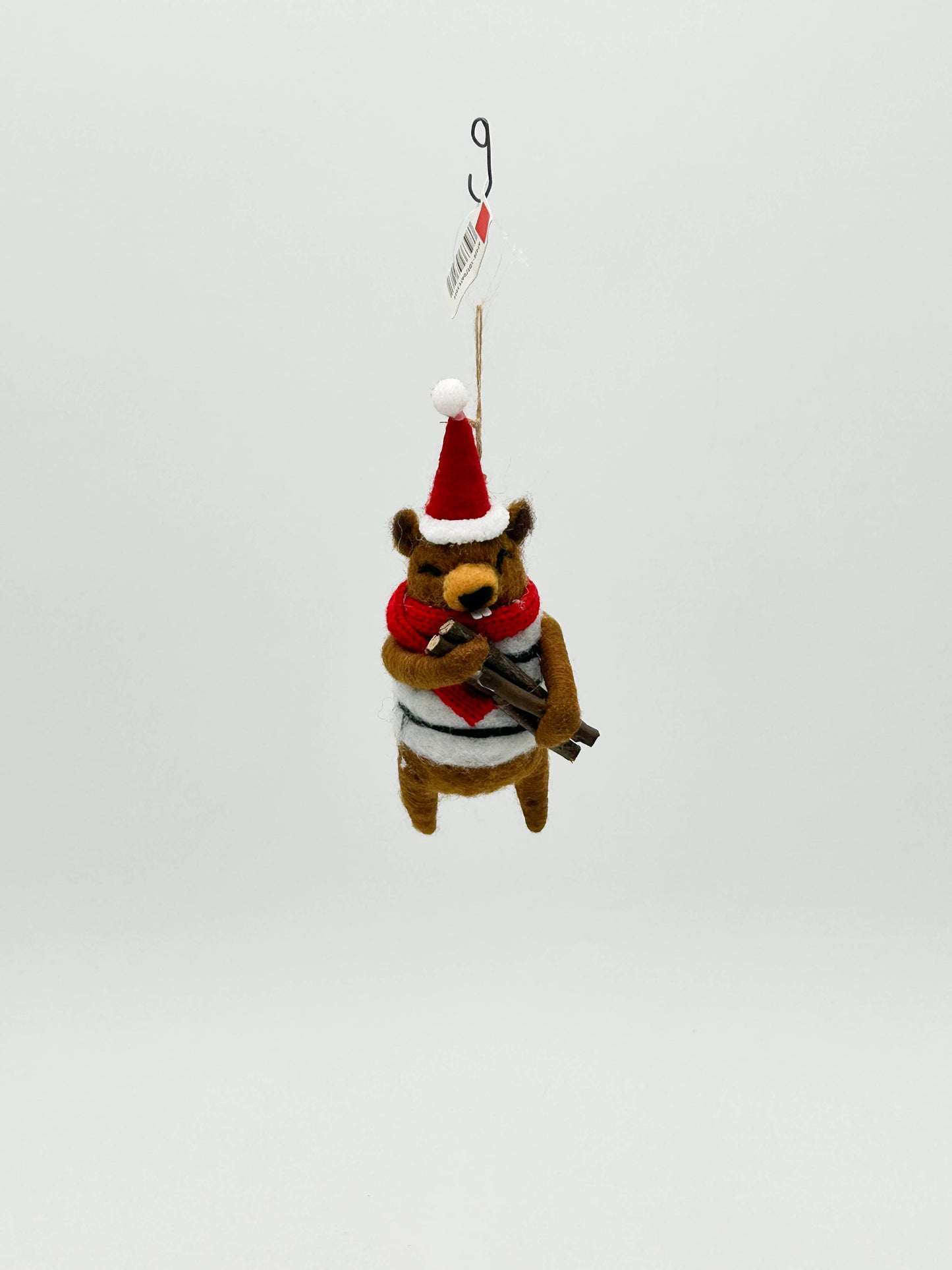Hanging felt Christmas tree decoration, beaver figurine