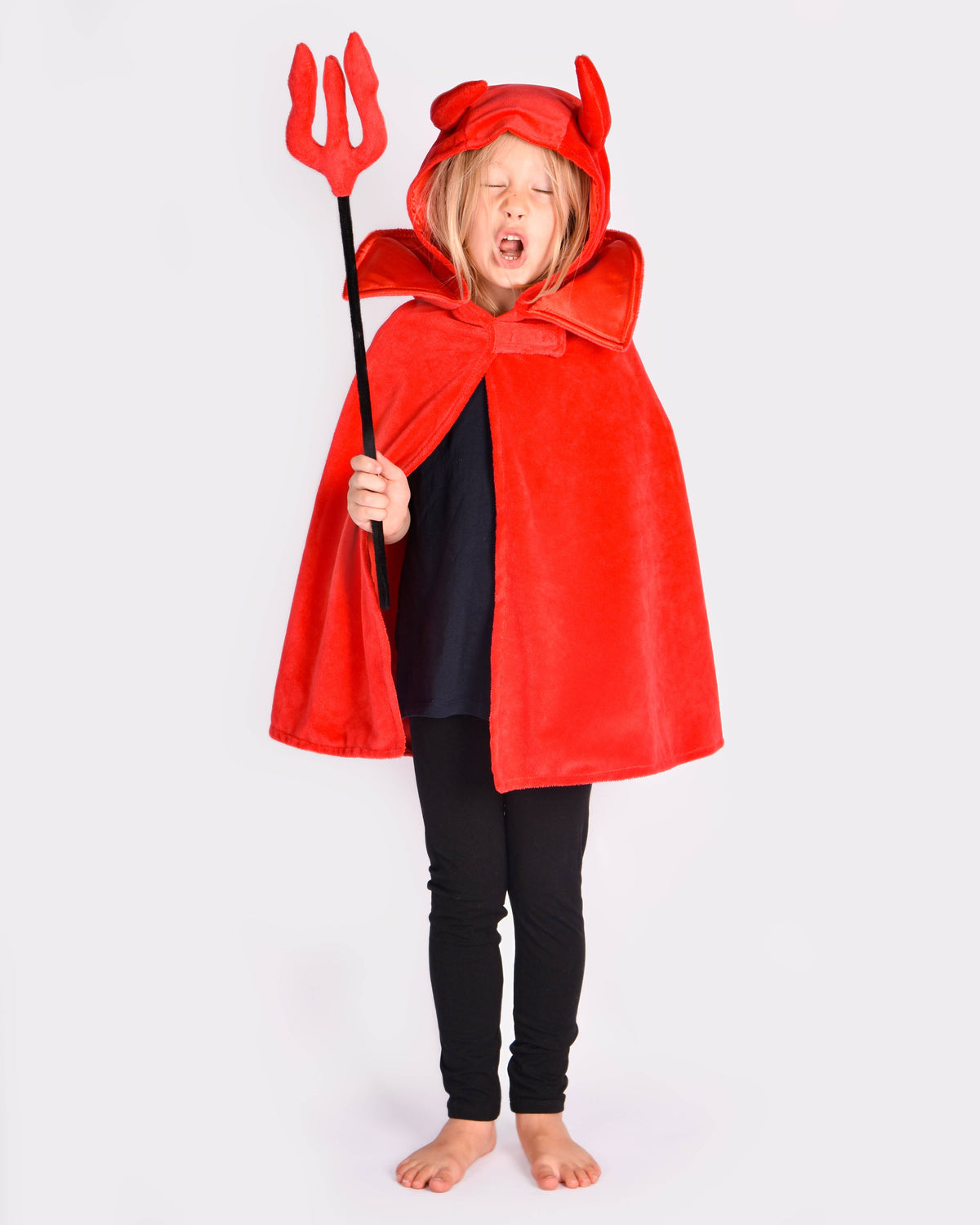 Deluxe Devil Cape with Wand for Children 3-8 Years Old