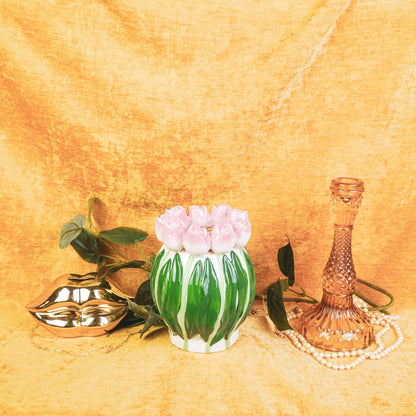 Vase Tulipes - Rose clair/Vert