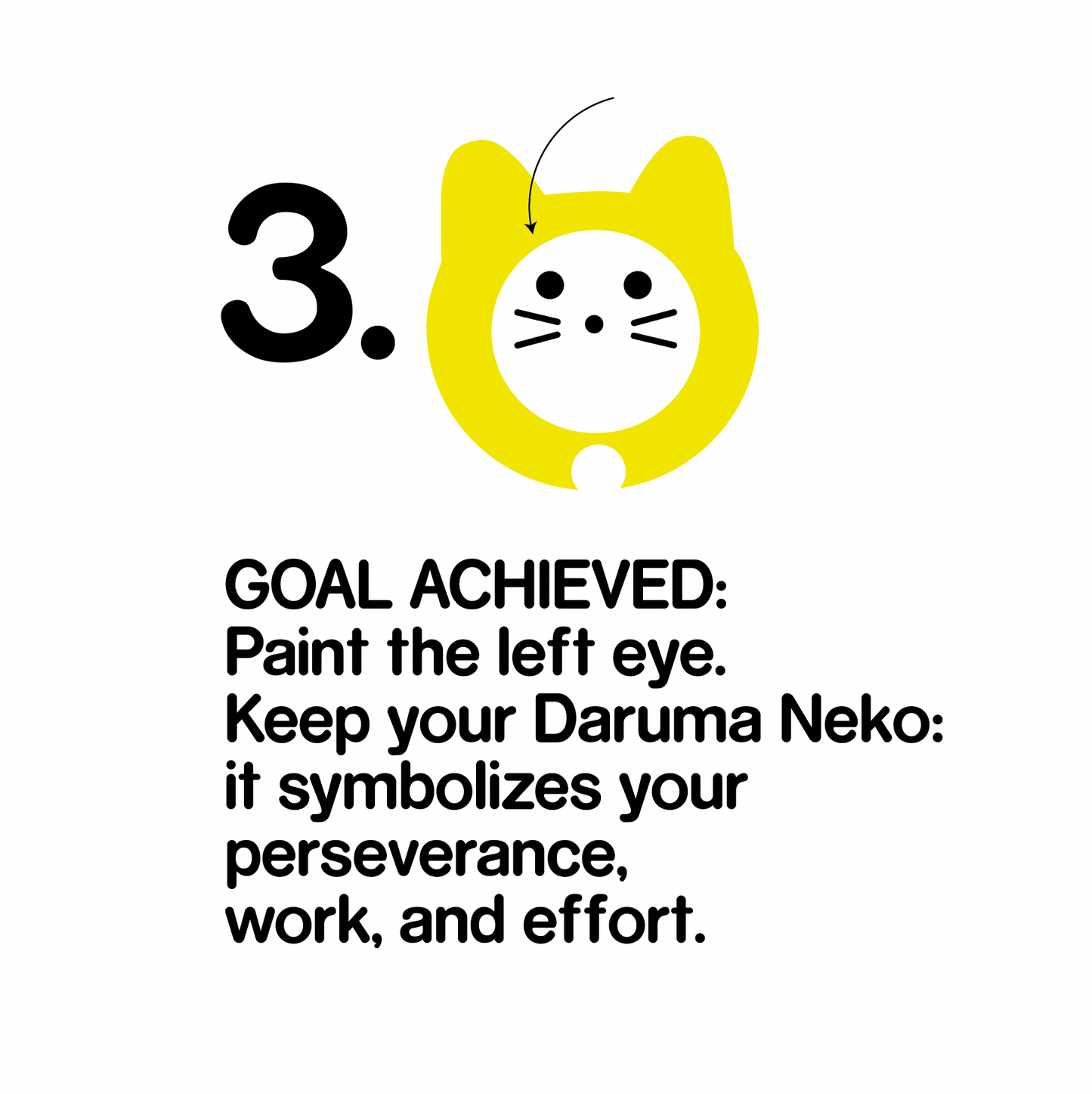 Yellow Daruma Cat "Good Fortune"