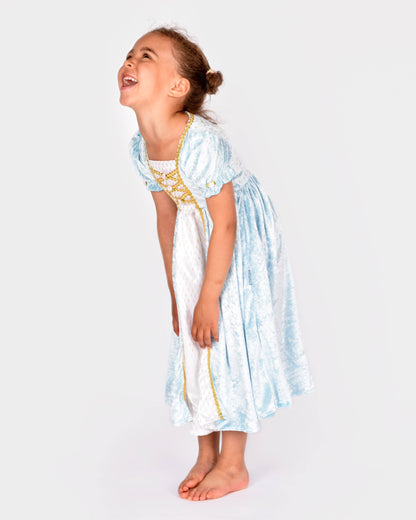 Robe de princesse en velours bleu clair 98-104 Cl 2-4 ans