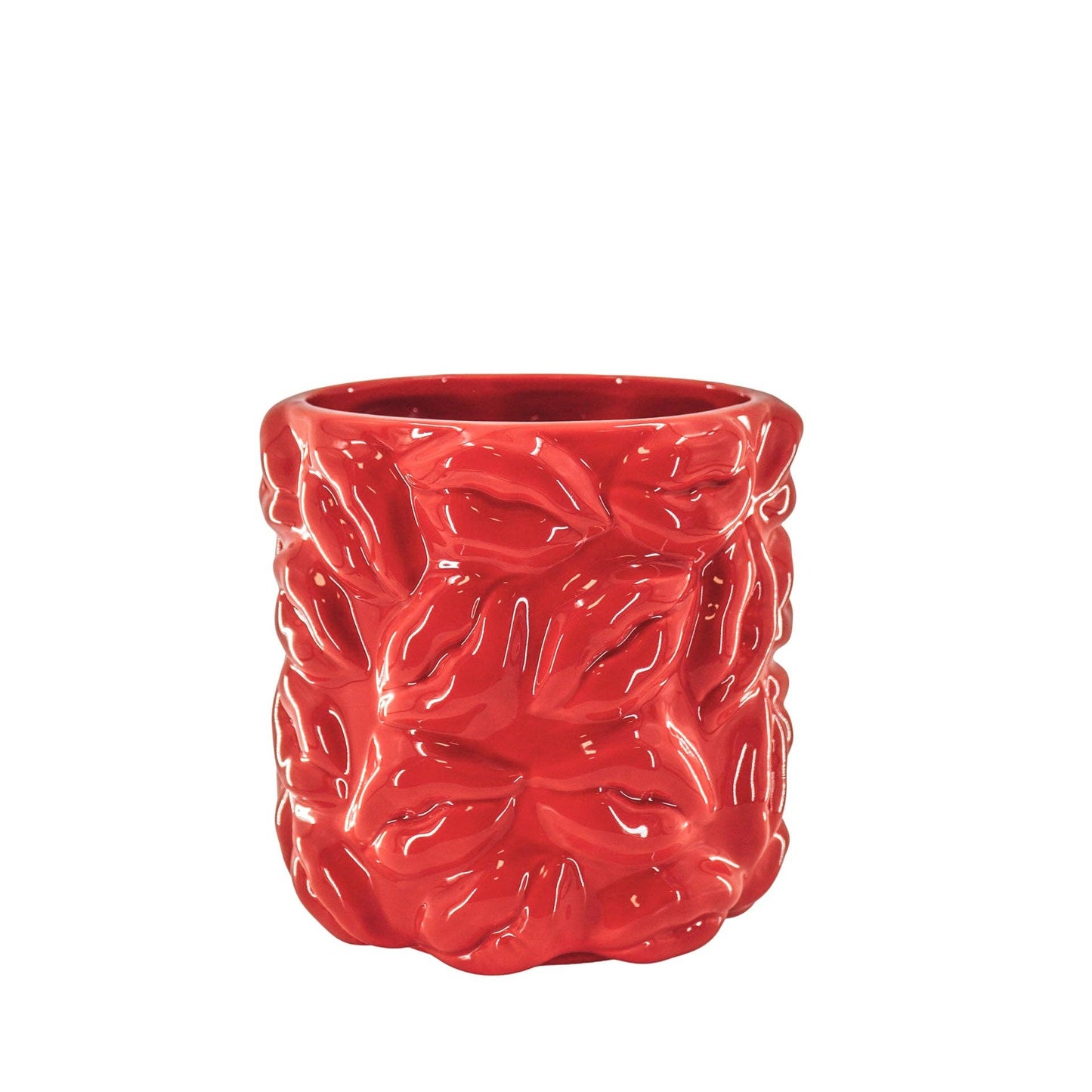 Bloempot - Kusjes - Keramiek - Rood - 17,5x17,5x17,5 cm