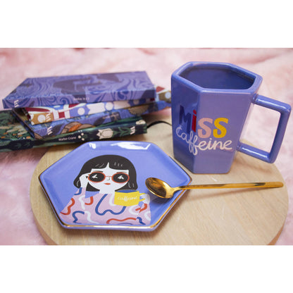 Ensemble de Plateau et Mug Hexagonal Peint à la Main Helio Ferretti Vue 2