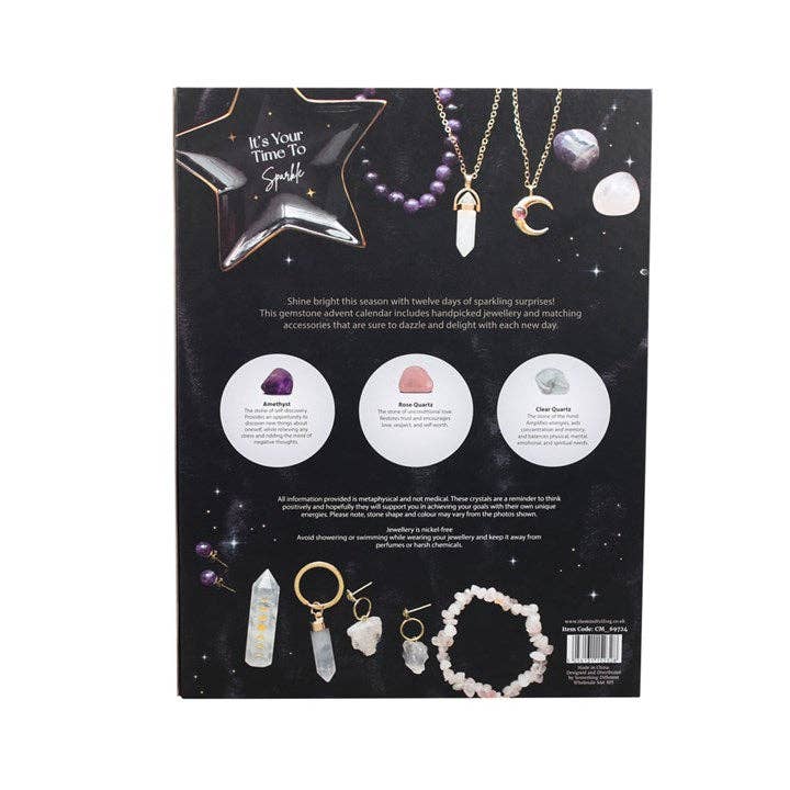 Christmas Advent Calendar with Crystal Jewelry, 12 Days