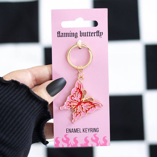 Sleutelhanger met vlammende vlinder