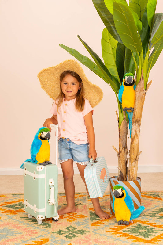 Yellow and blue macaw parrot plush toy