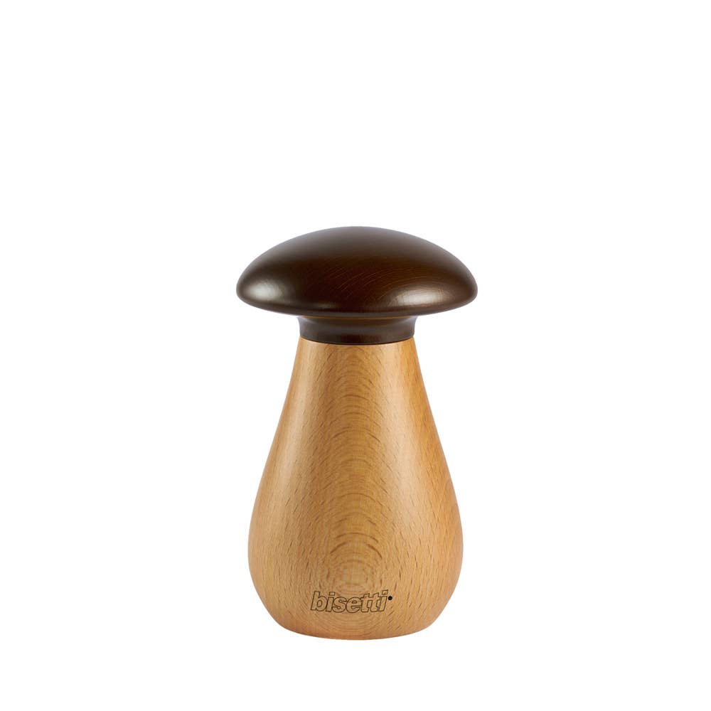 "Mushrooms" spice mill in natural beech, dark walnut top
