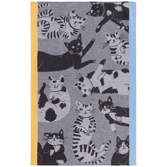 Jacquard tea towel with "Meow Forever" Cats