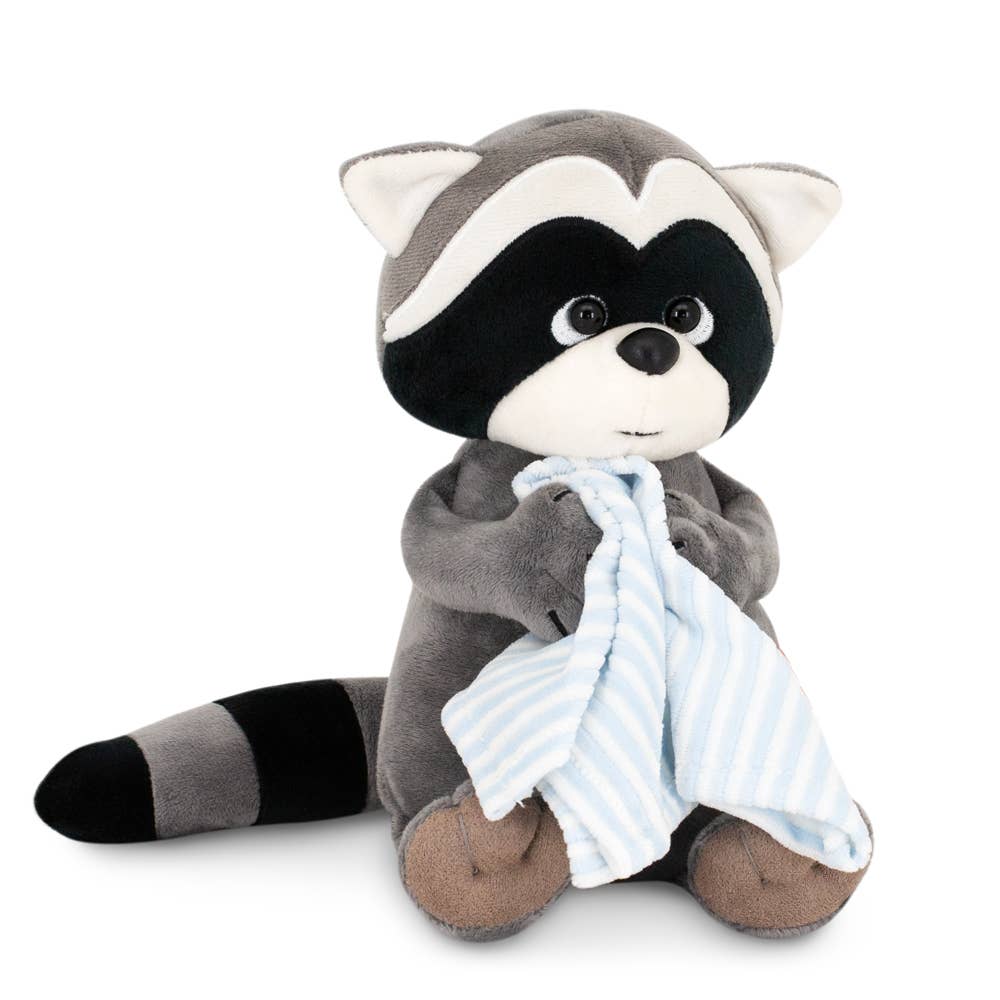 Denny the raccoon plush toy with towel, 20 cm