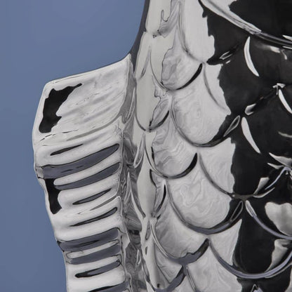 Blubb Vis Sculptuur/Vaas, zilverkleurig aardewerk