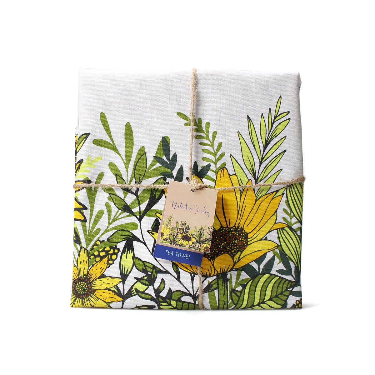 Sunflowers Bee Honey Recycled Cotton Tea Towel Bag